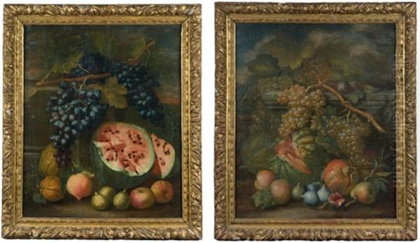 Natures Mortes De Fruits (2 Works) Oil Painting by Bartolomeo Castelli the Younger