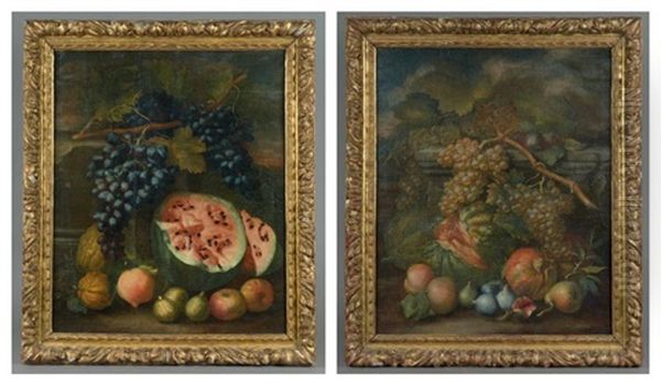 Natures Mortes De Fruits (2 Works) Oil Painting by Bartolomeo Castelli the Younger