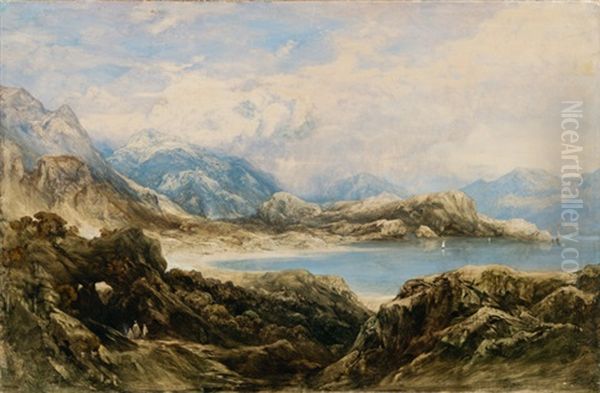 Weite Hochgebirgslandschaft Mit Einem See Oil Painting by Alessandro Castelli