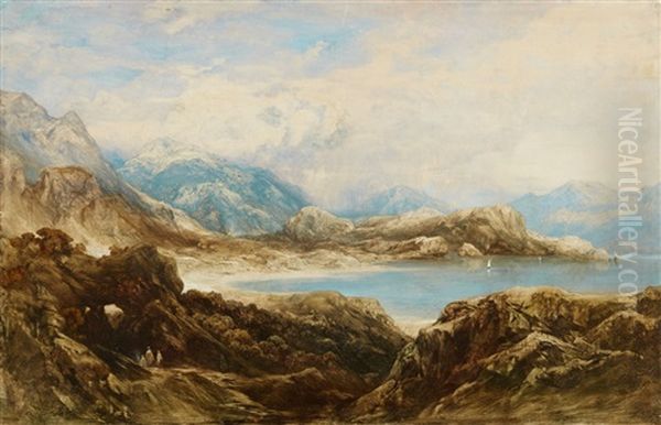 Mountainous Landscape With A Lake Oil Painting by Alessandro Castelli