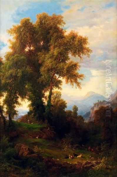 Scene Pastorale Dans Un Paysage Montagneux Oil Painting by Alessandro Castelli