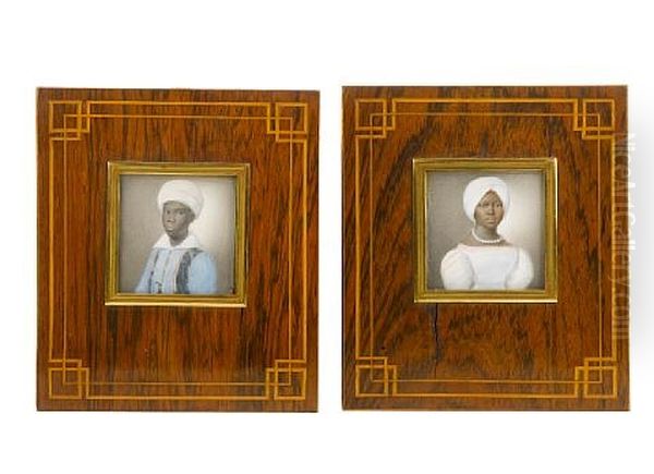 Negro Servants, Named Rabli And Calima, Both Wearing Turbans (pair) Oil Painting by Vincenzo Castelli