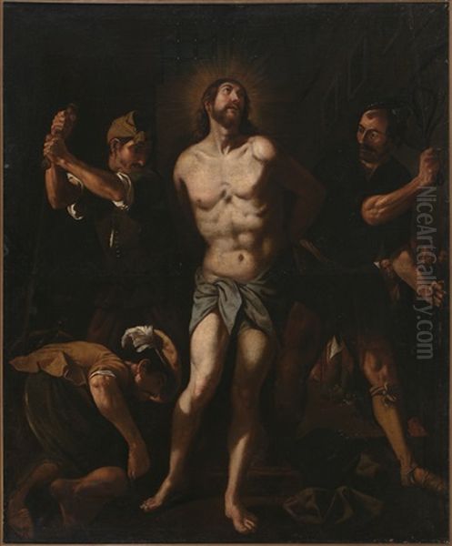 La Flagelacion De Cristo Oil Painting by Vicente Castello Y Amat