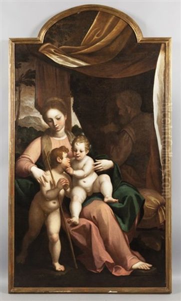 Sacra Famiglia Con San Giovannino Oil Painting by Bernardo Castello