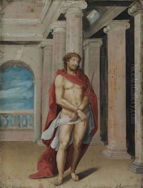 Christ Crowned With Thorns Oil Painting by Giovanni Battista Castello