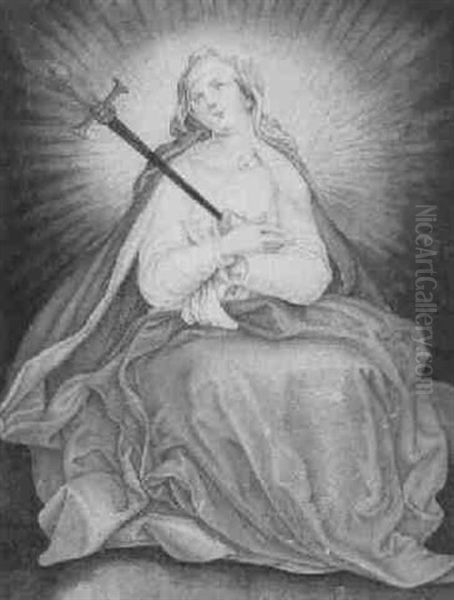 The Madonna With Her Heart Pierced By A Sword Oil Painting by Giovanni Battista (il Bergamasco) Castello