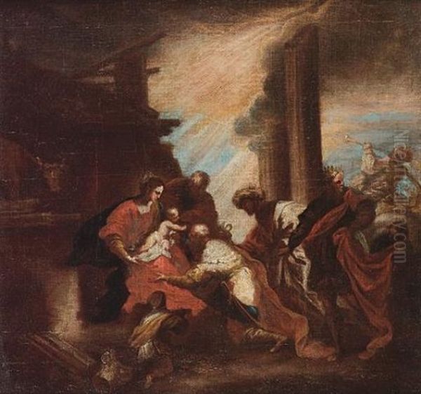 The Adoration Of The Magi (bozetto) Oil Painting by Valerio Castello