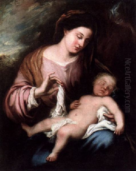 Madonna And Child Oil Painting by Valerio Castello