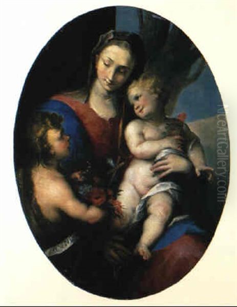 Madonna Col Bambino E S. Giovannino Oil Painting by Valerio Castello