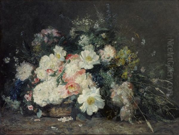 Nature Morte Au Bouquet De Fleurs Oil Painting by Adolphe Louis (Napolean) Castex-Degrange