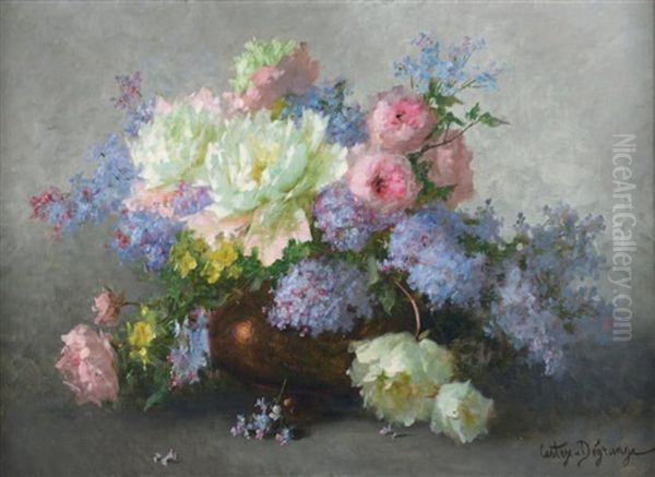 Bouquet De Pivoines Et De Lilas Oil Painting by Adolphe Louis (Napolean) Castex-Degrange