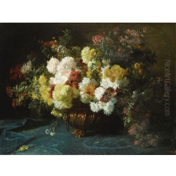 Floral Still Life Oil Painting by Adolphe Louis (Napolean) Castex-Degrange