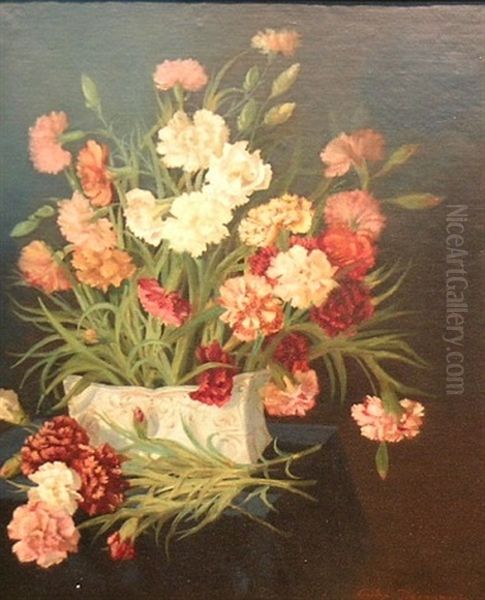 Floral Still Life Oil Painting by Adolphe Louis (Napolean) Castex-Degrange