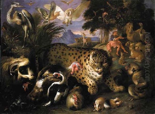 Orpheus Charming The Animals Oil Painting by Francesco Castiglione