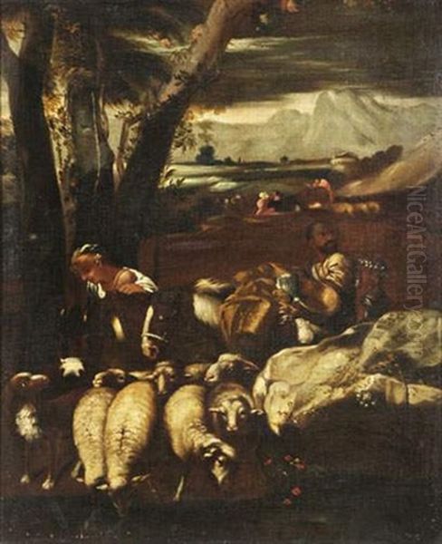 Berger Et Son Troupeau Oil Painting by Giovanni Benedetto Castiglione