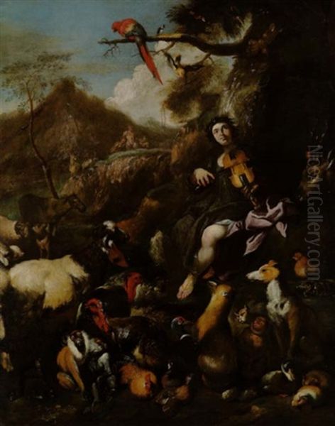 Orfeo Che Incanta Gli Animali Oil Painting by Giovanni Benedetto Castiglione