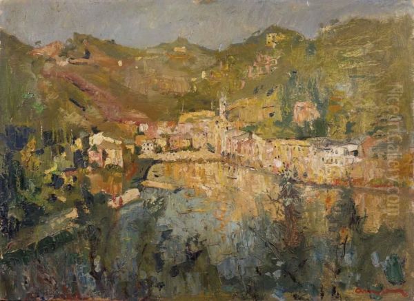 Portofino Oil Painting by Giuseppe Amisani