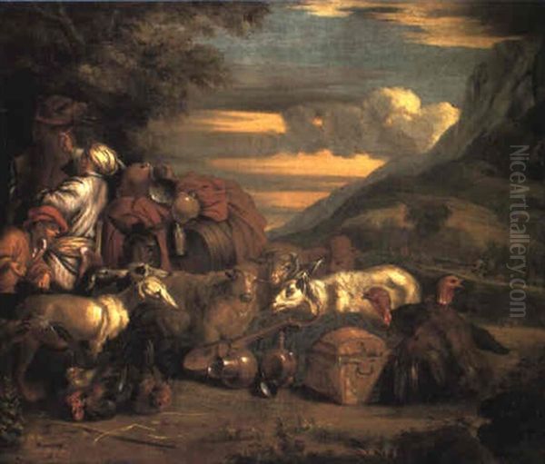 The Journey Of Jacob Oil Painting by Giovanni Benedetto Castiglione