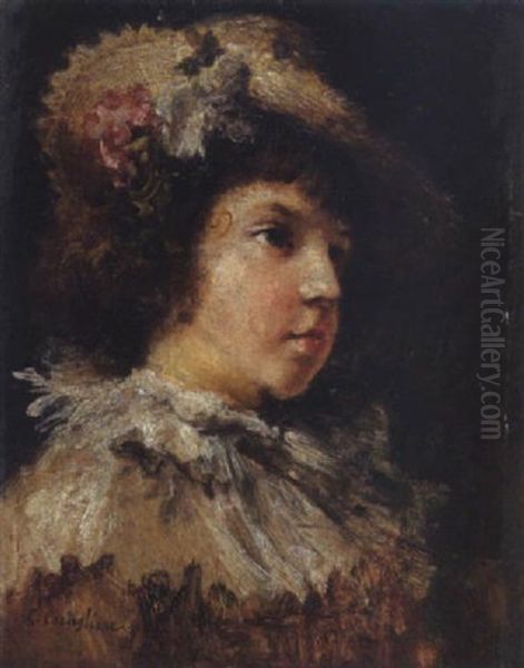 Fanciulla In Abiti Eleganti Oil Painting by Giuseppe Castiglione