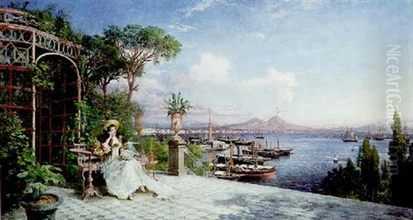 Repos Devant La Baie De Naples Oil Painting by Giuseppe Castiglione