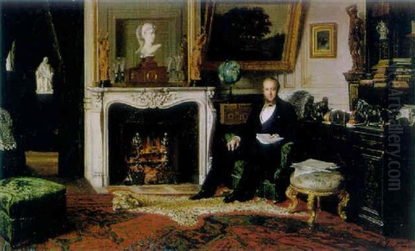 The Connoisseur In His Salon Oil Painting by Giuseppe Castiglione