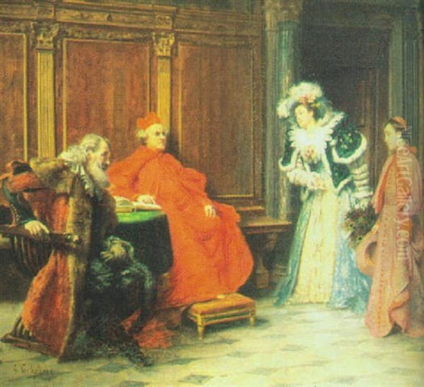 Audience With The Cardinal Oil Painting by Giuseppe Castiglione