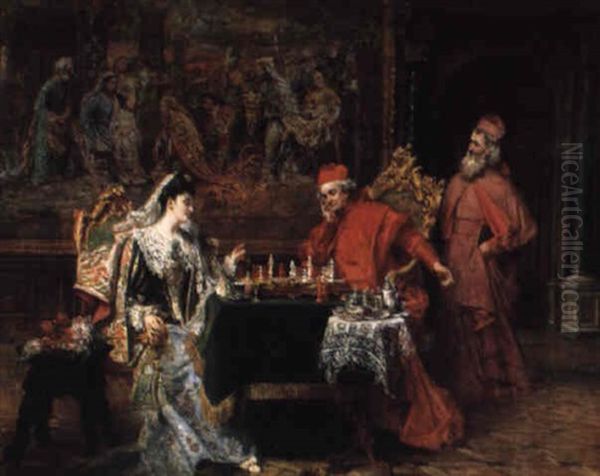 The Chess Game Oil Painting by Giuseppe Castiglione