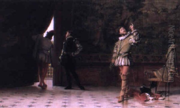 Preparing For The Duel Oil Painting by Giuseppe Castiglione