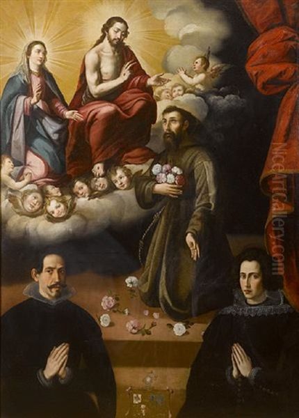 The Appearance Of The Virgin And Christ To Saint Francis Of Assisi Oil Painting by Juan Del Castillo