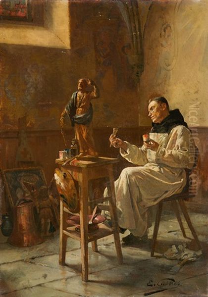 Monch Im Atelier Oil Painting by Edouard Castres