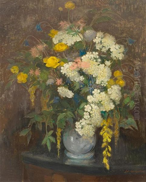 Still Life Of Flowers Oil Painting by Edouard Castres