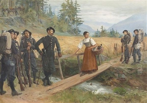 Chasseurs Alpins Oil Painting by Edouard Castres