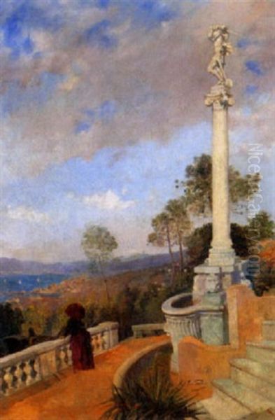 Terrassenanlage Oberhalb Des Lago Maggiore Oil Painting by Edouard Castres