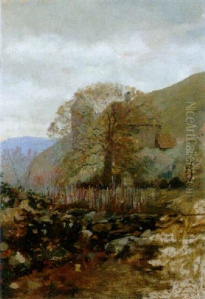 Herbstliche Landschaft Mit Schloss Oil Painting by Edouard Castres