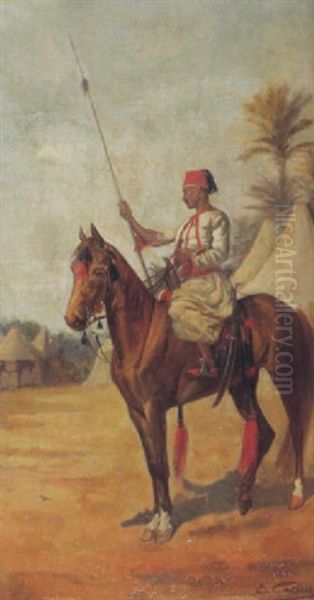 Nordafrikanischer Lanzenreiter Oil Painting by Edouard Castres