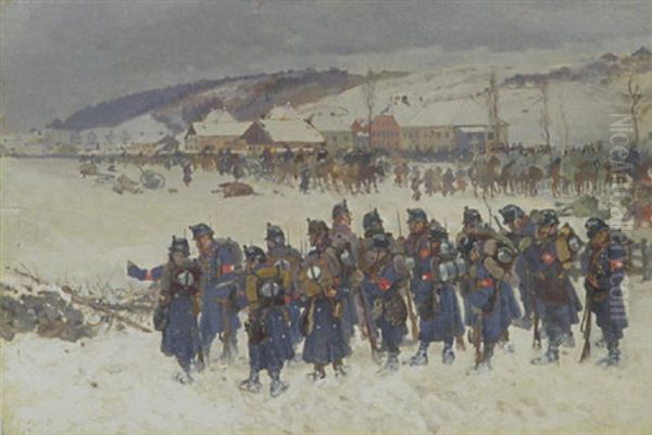 Schweizer Infanterie Beim Eintritt Der Bourbaki-armee Oil Painting by Edouard Castres