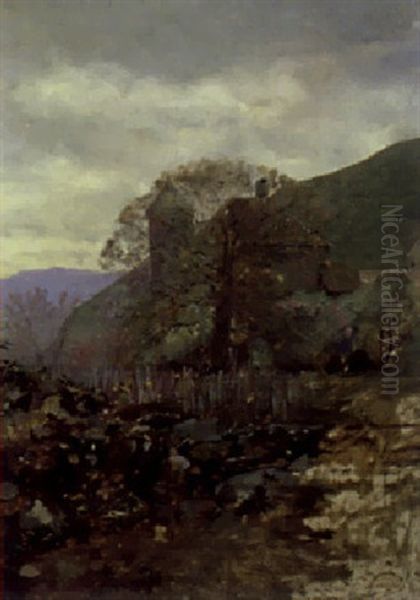 Paysage Pres De Geneve Oil Painting by Edouard Castres