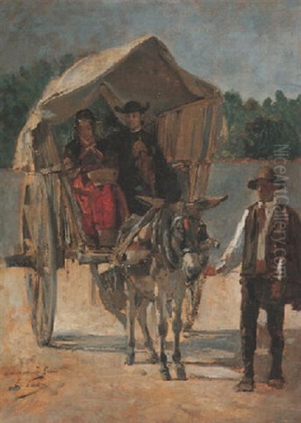 Le Depart Pour Le Marche Oil Painting by Edouard Castres