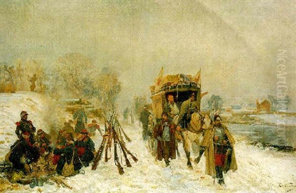 Die Loire-armee Des Generals Chauzy Bei Paris Im Januar 1871 Oil Painting by Edouard Castres