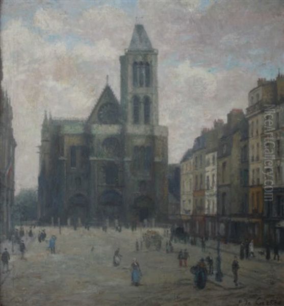 Parvis Anime, Rouen? Oil Painting by Paul De Castro