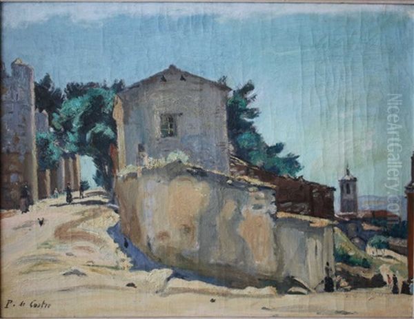 Saint Paul De Vence, Rue Animee Oil Painting by Paul De Castro