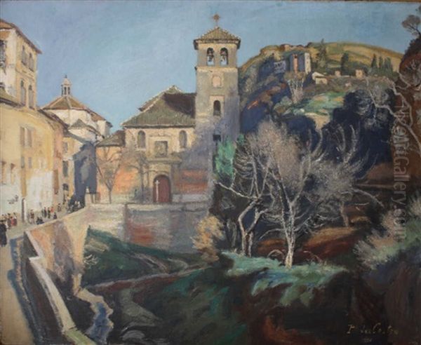 Village Anime, Saint Paul De Vence Oil Painting by Paul De Castro