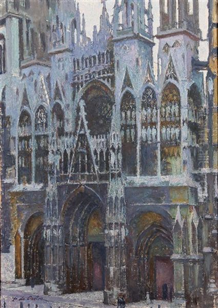 Rouen Cathedral Oil Painting by Paul De Castro