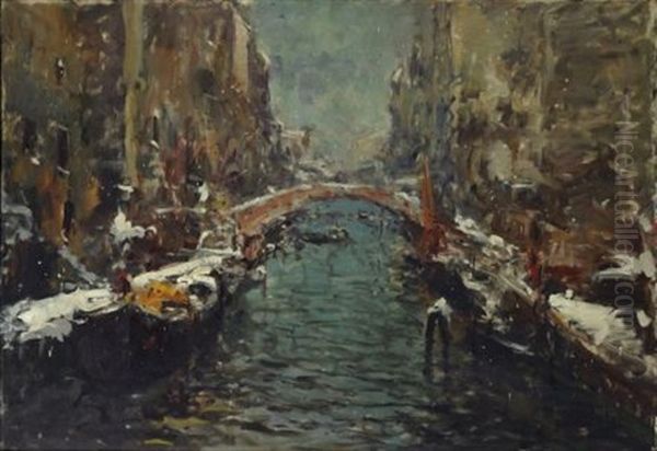 Veduta Di Canale Veneziano Oil Painting by Alessandro Catalani