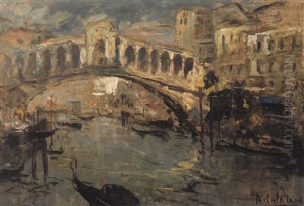 Il Ponte Di Rialto Oil Painting by Alessandro Catalani