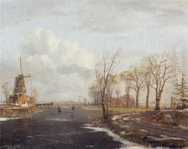 Skaters On The Ice by Hendrik Gerrit ten Cate