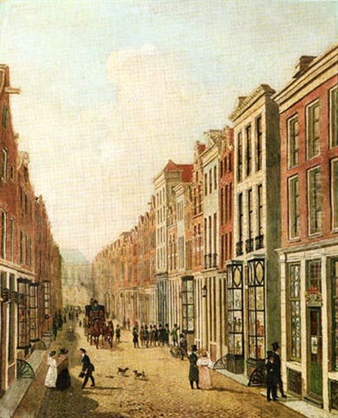 Kalverstraat, Looking Towards The Dam, Amsterdam Oil Painting by Hendrik Gerrit ten Cate