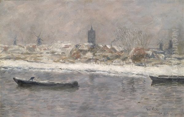 Winteransicht Von Schiedam (vorort Von Rotterdam) Oil Painting by Siebe Johannes ten Cate