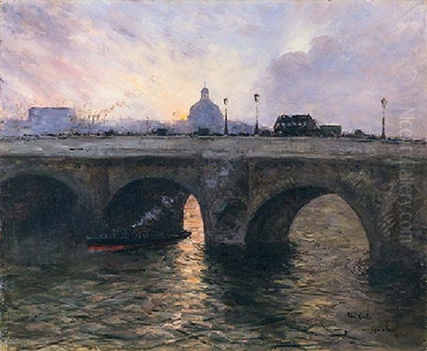 Pont-royal Au Soleil Couchant, Paris Oil Painting by Siebe Johannes ten Cate