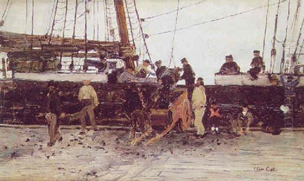 Dechargement D'un Navire Oil Painting by Siebe Johannes ten Cate